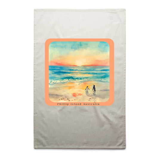 Tea Towel - Sunset Penguins