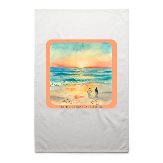 Tea Towel - Sunset Penguins