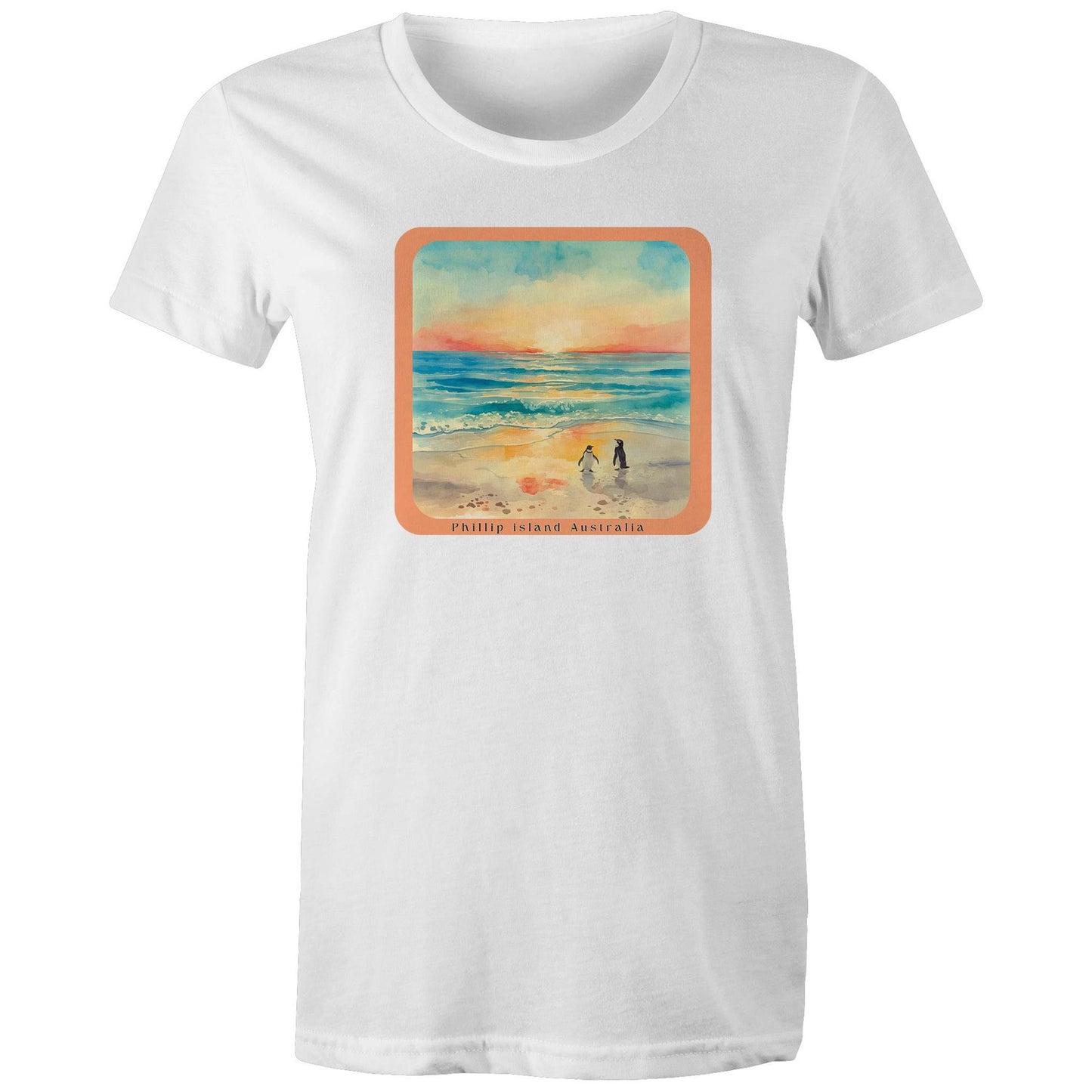 Woman's Classic Tee - Sunset Penguins