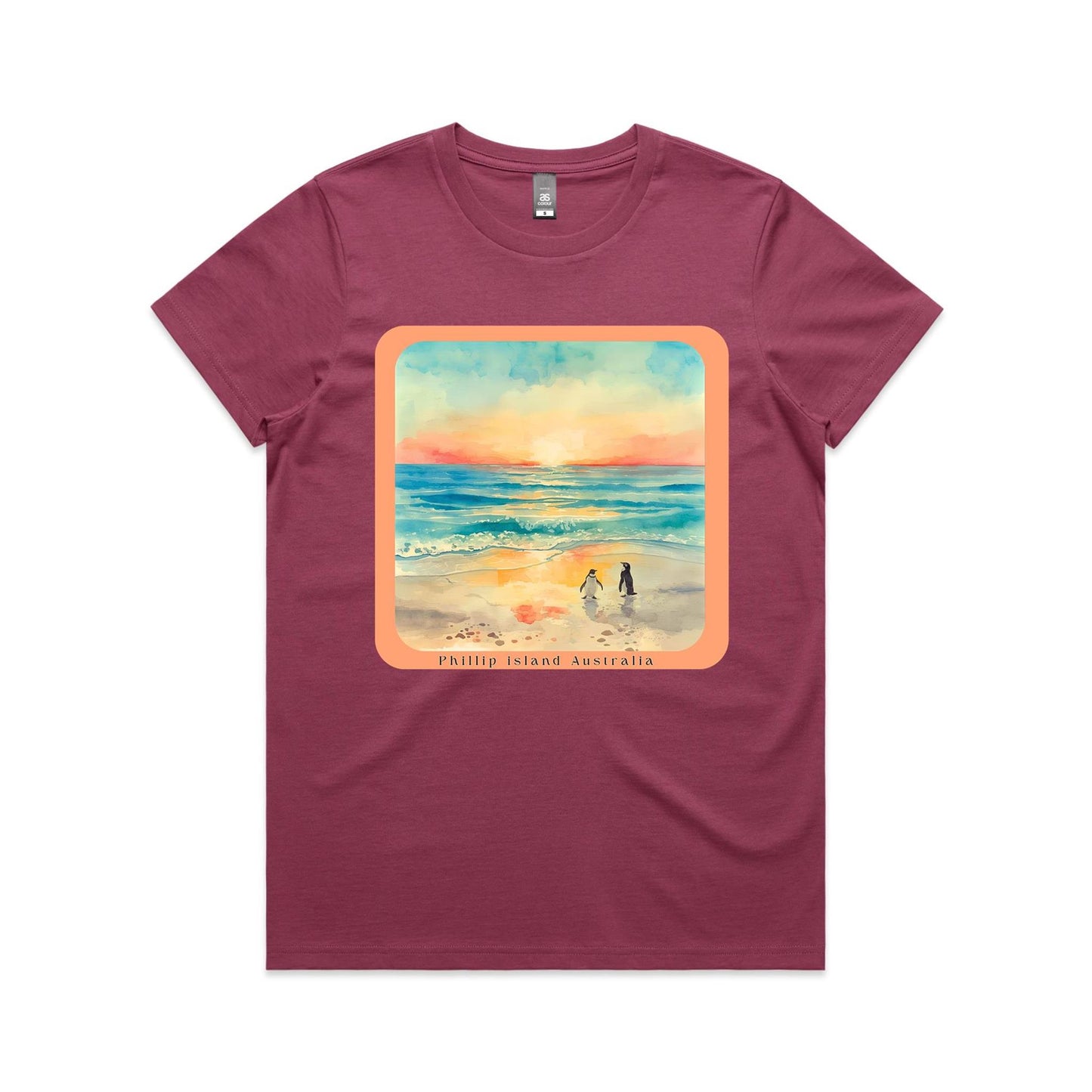 Woman's Classic Tee - Sunset Penguins