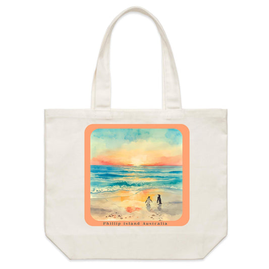 Shoulder Tote Bag - Sunset Penguins