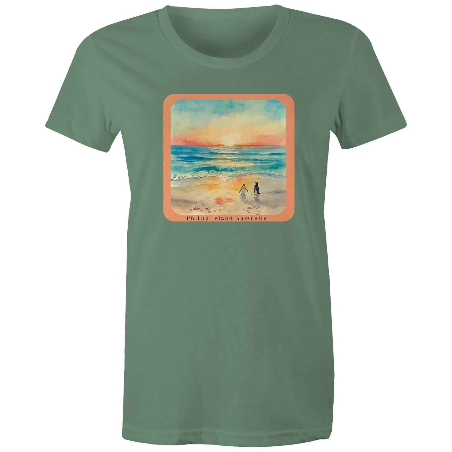 Woman's Classic Tee - Sunset Penguins