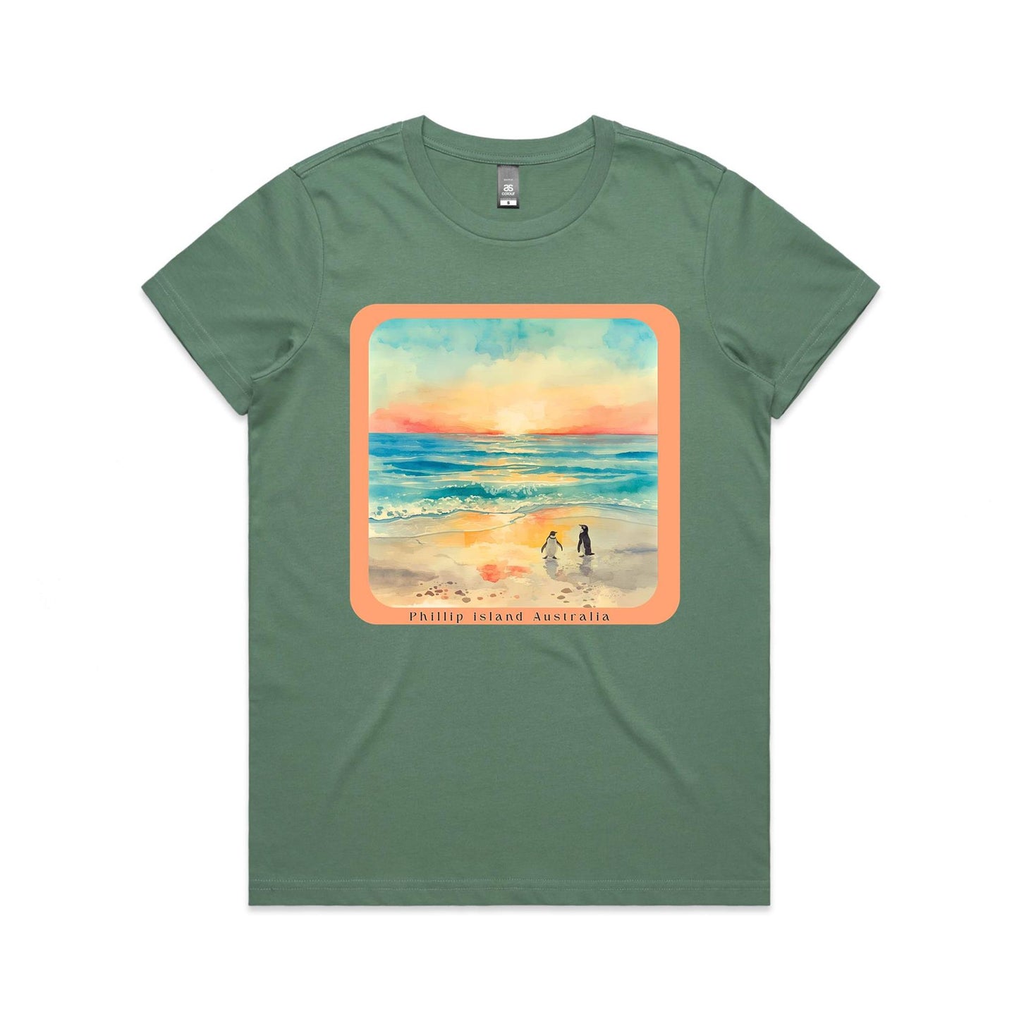 Woman's Classic Tee - Sunset Penguins