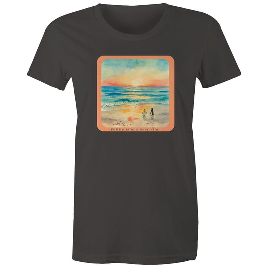 Woman's Classic Tee - Sunset Penguins