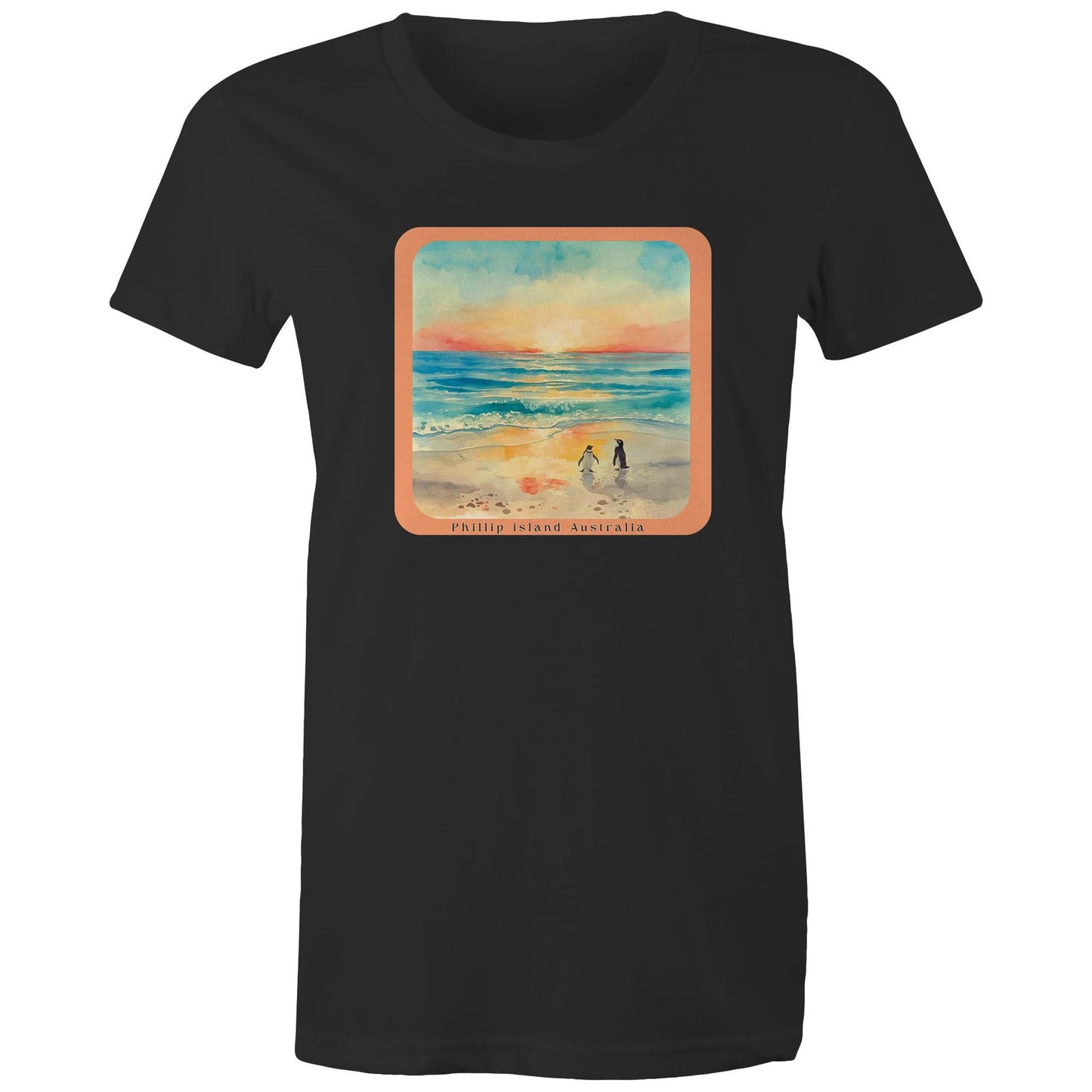 Woman's Classic Tee - Sunset Penguins